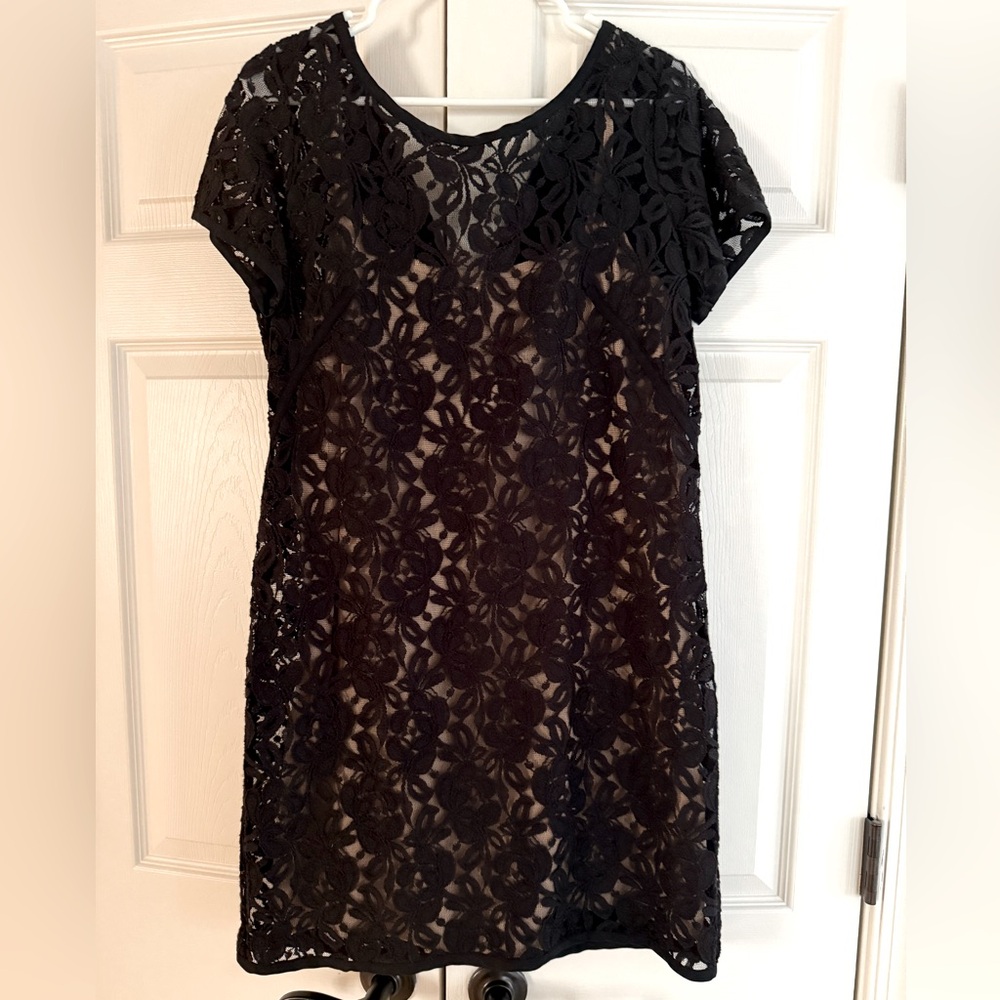 LOFT Black Sheath Mini Dress V-Neck Cocktail